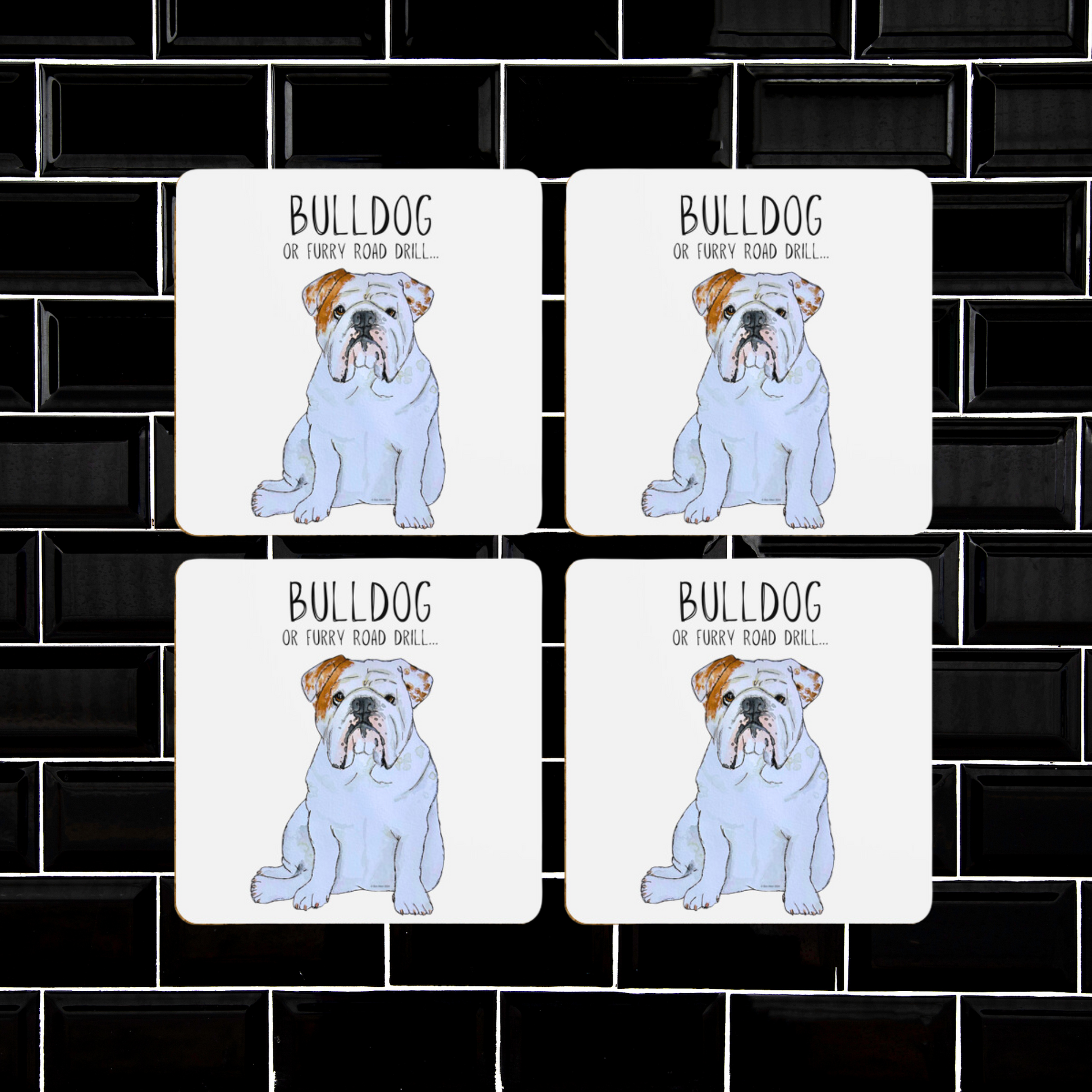 Bulldog Print Coasters Pack of 4