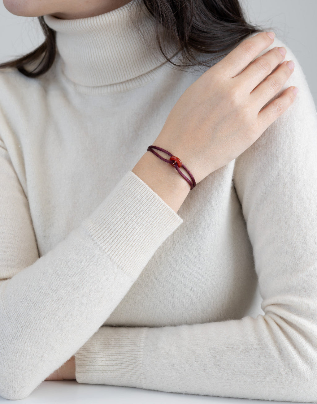 Red Soho Cord Bracelet with Carnelian