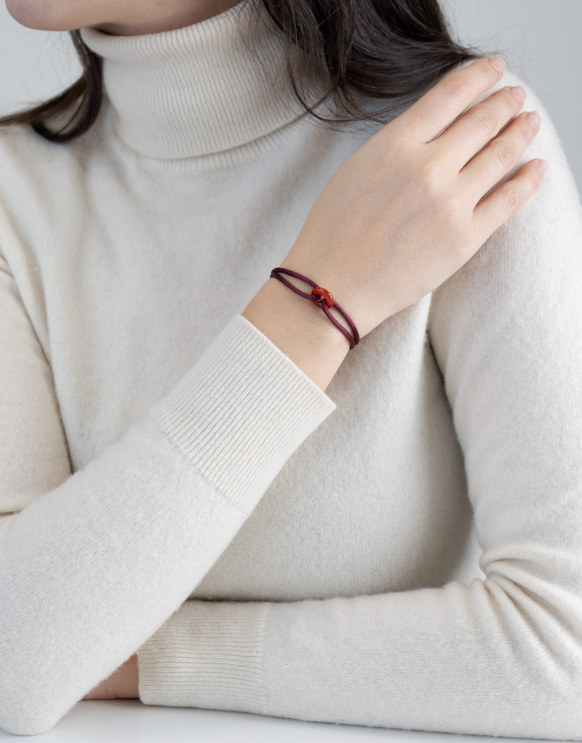 Red Soho Cord Bracelet with Carnelian