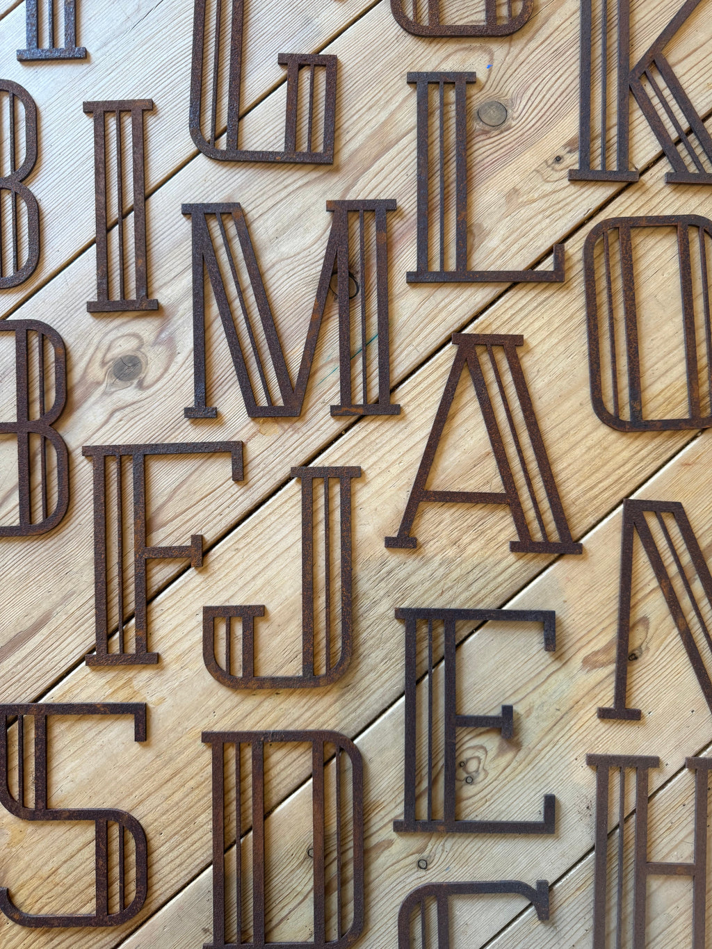 Rusty Metal Art Deco Lettering A-Z 0-9 in 5 inch or 12 inch
