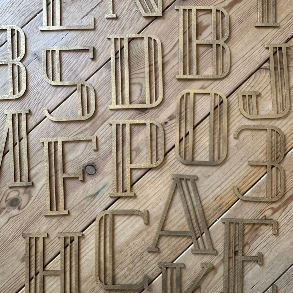 Gold Distressed Art Deco Metal Letters and Numbers 5 inch or 12 inch