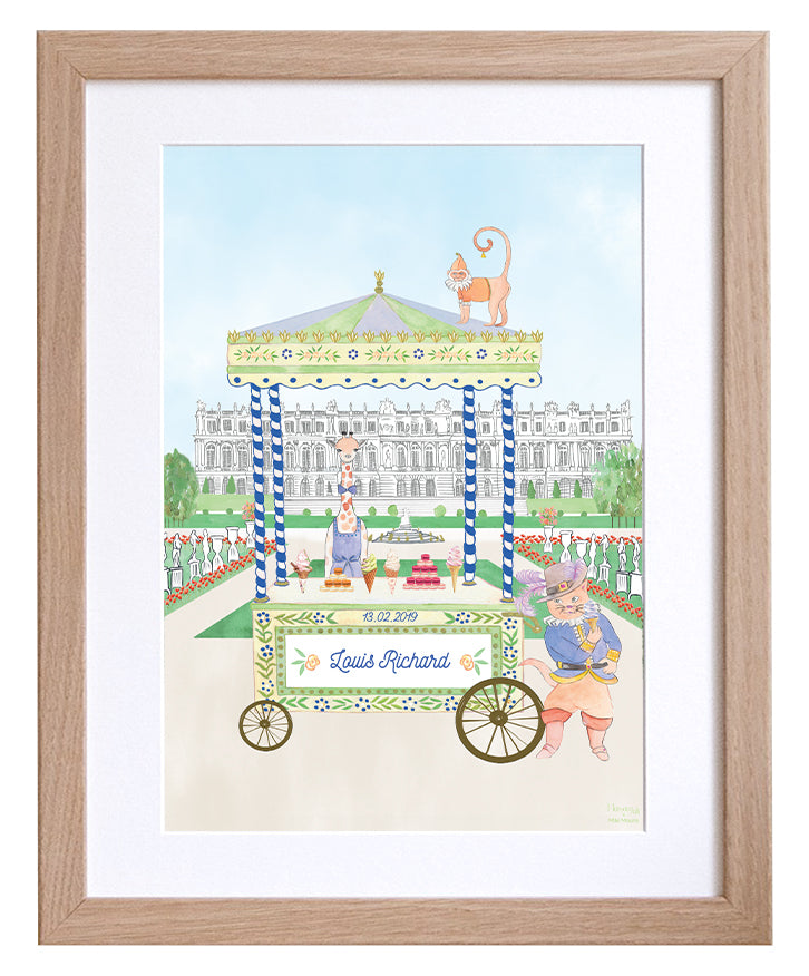 Personalised Animal Ice Cream Stand Palace of Versailles Print for Boys