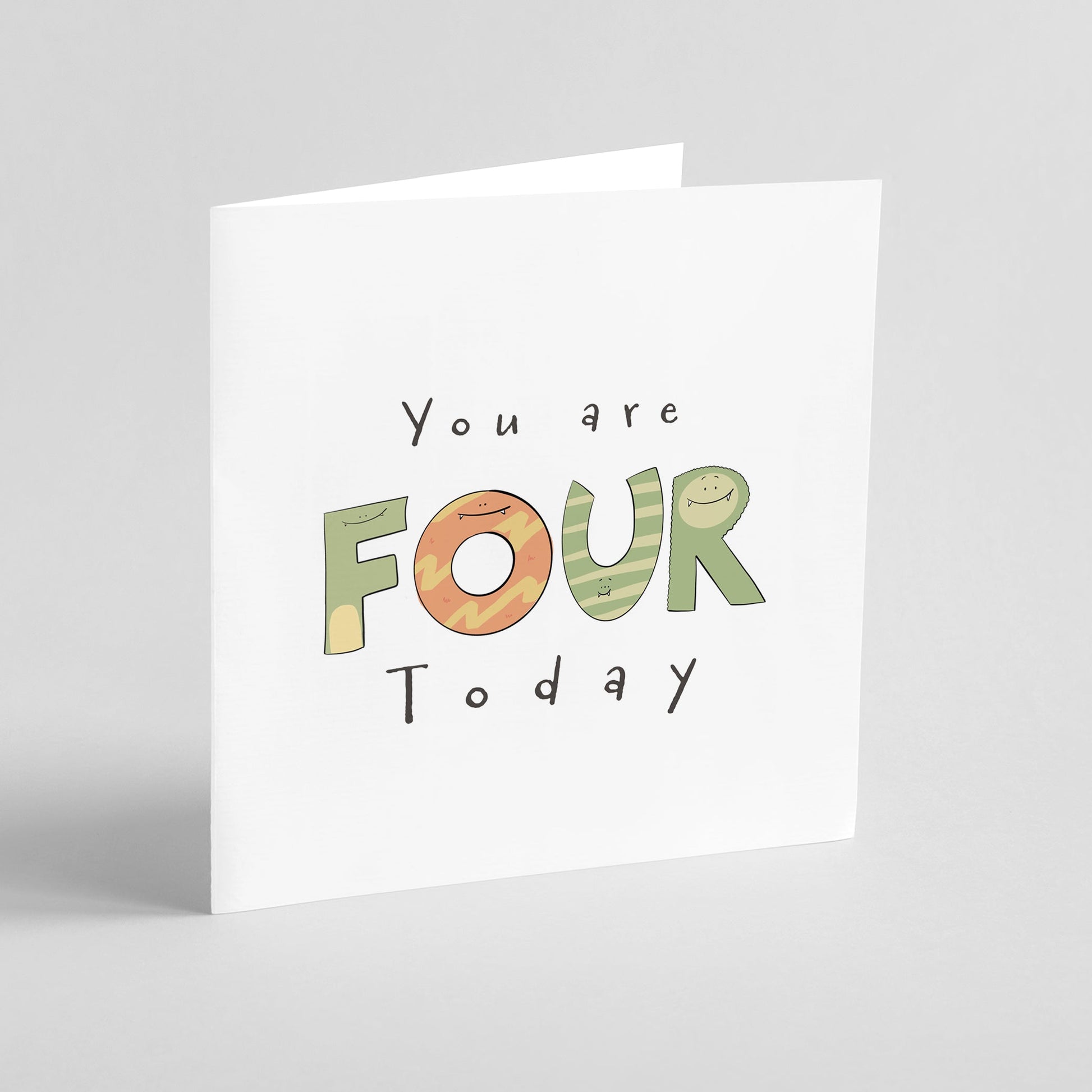 You're 4 Today Monster Birthday Card