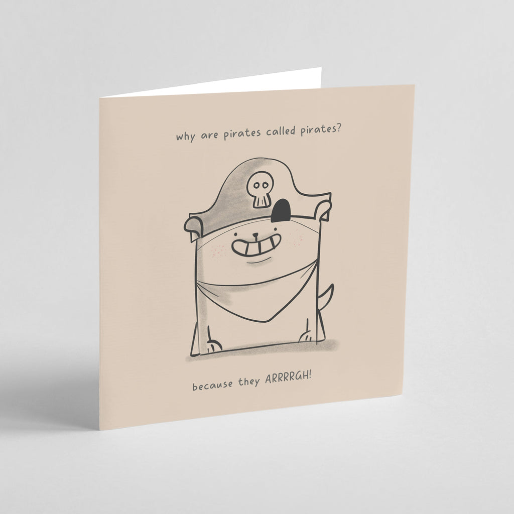 Pirate Dog Joke Card with Kawaii Illustration