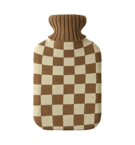Mocha Hot Water Bottle with Hand Knitted Cover