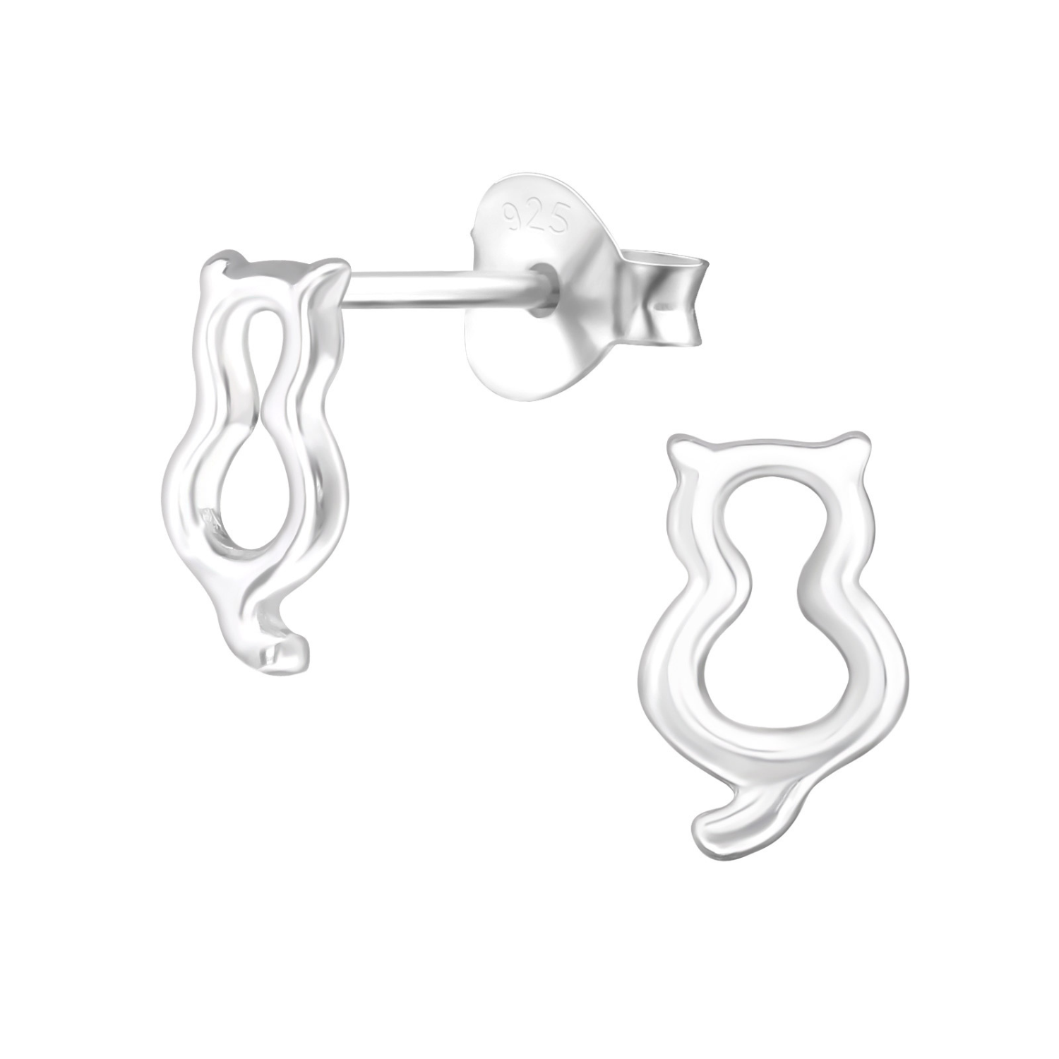 Sterling Silver Cat Stud Earrings