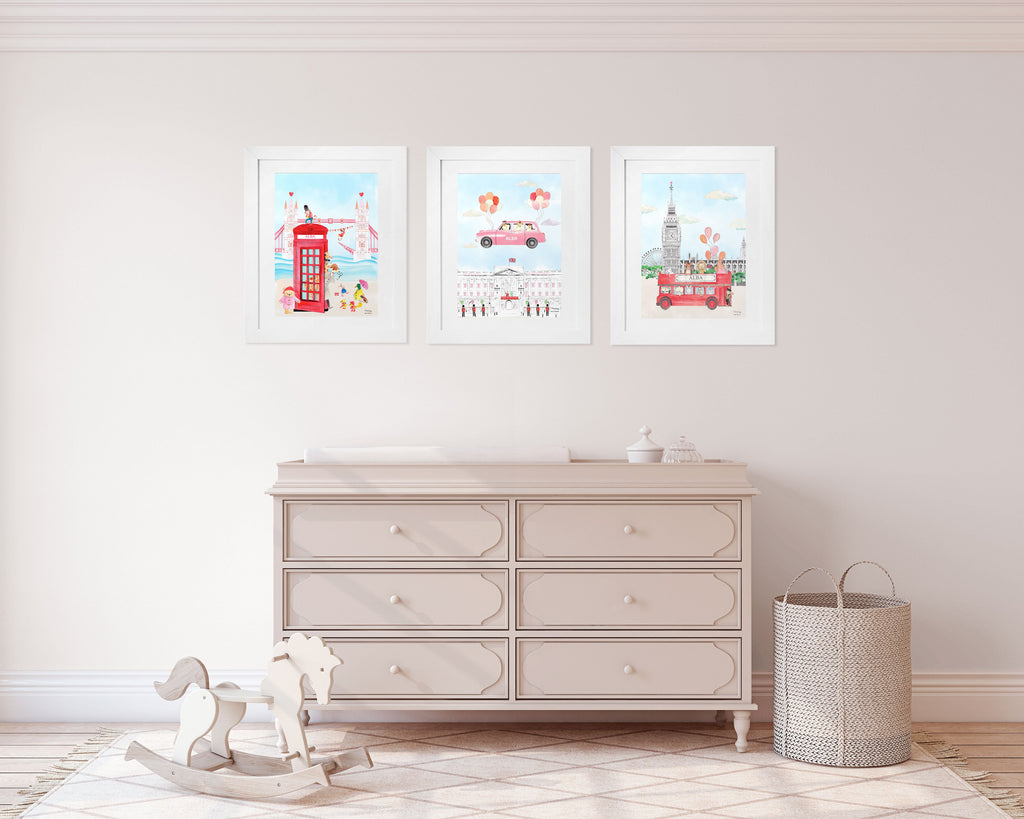 London Bridge Telephone Cabin Print for Girls Personalised