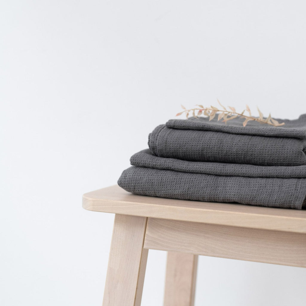 Fine Waffle Linen Bath Towel Set – Hypoallergenic & Absorbent by Linen Tales at www.brixbailey.com