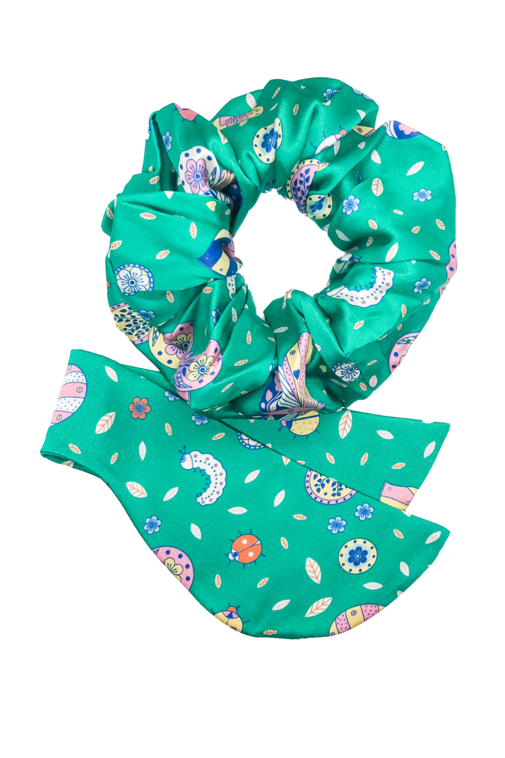Silk Scrunchie in Rainforest Butterfly with Removable Wings