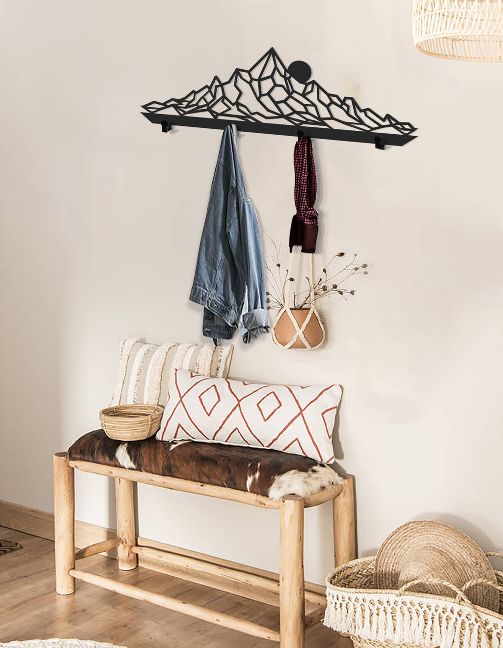 Mountain Black Matte Metal Coat Rack