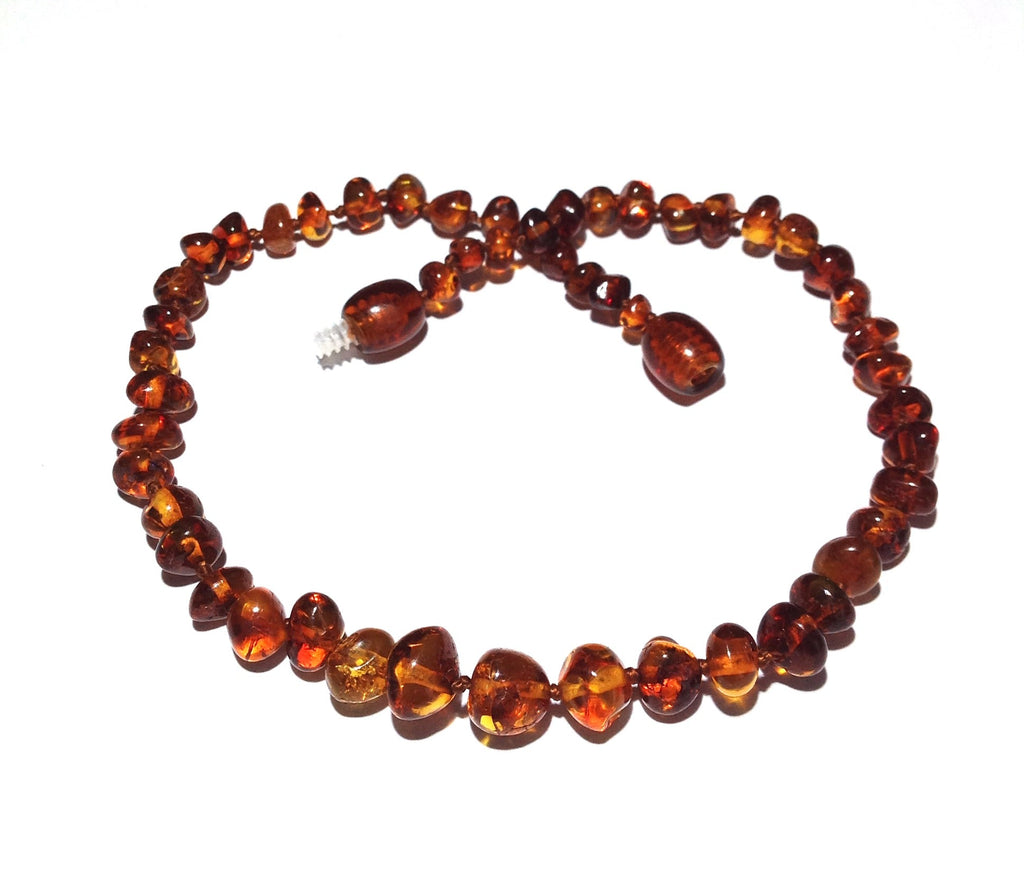 Adult Brandy Snap Cognac Brown Baltic Amber Anklet