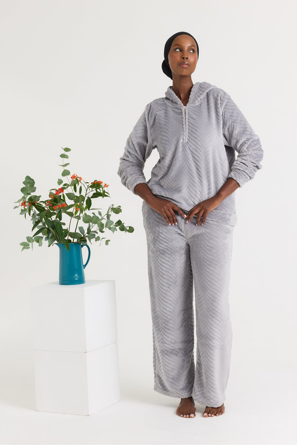 Cosy Chevron Lounge Suit in Shale Grey