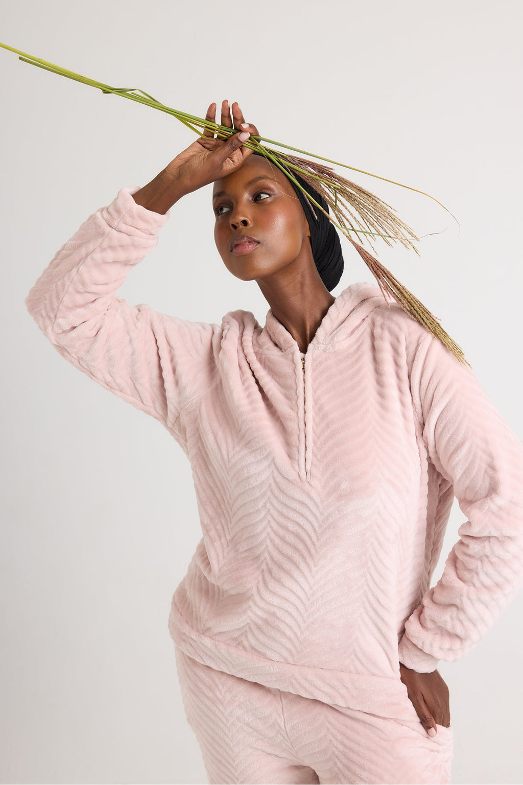 Cosy Chevron Lounge Suit in Rose