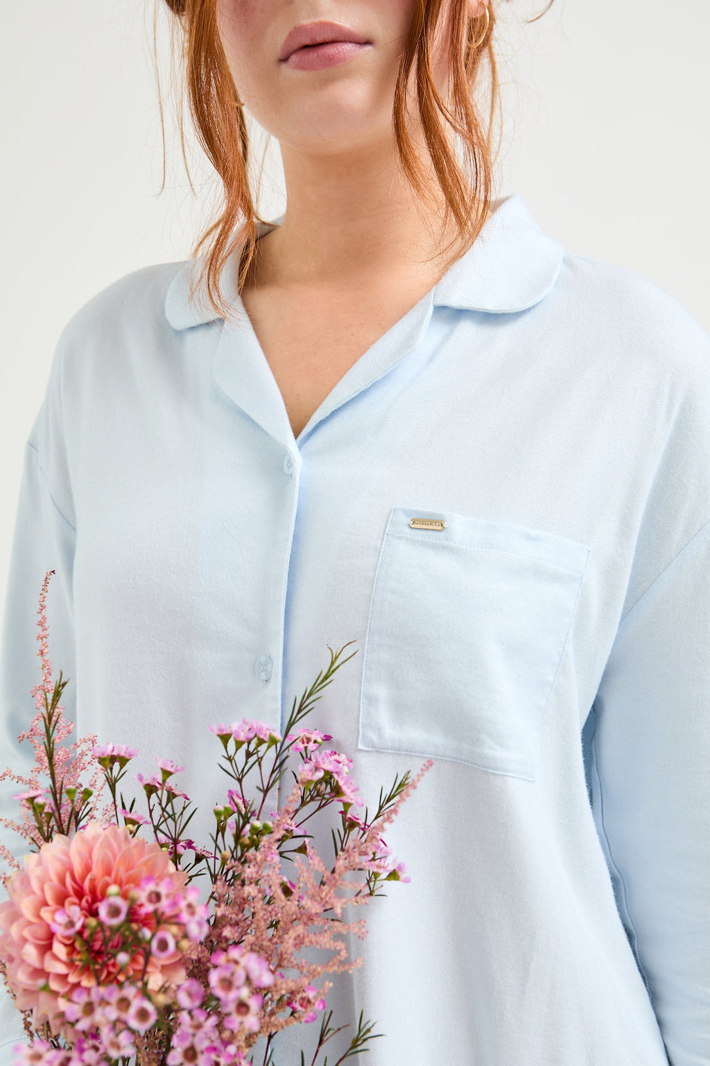 Cotton Modal Relaxed Nightshirt in Sky Blue