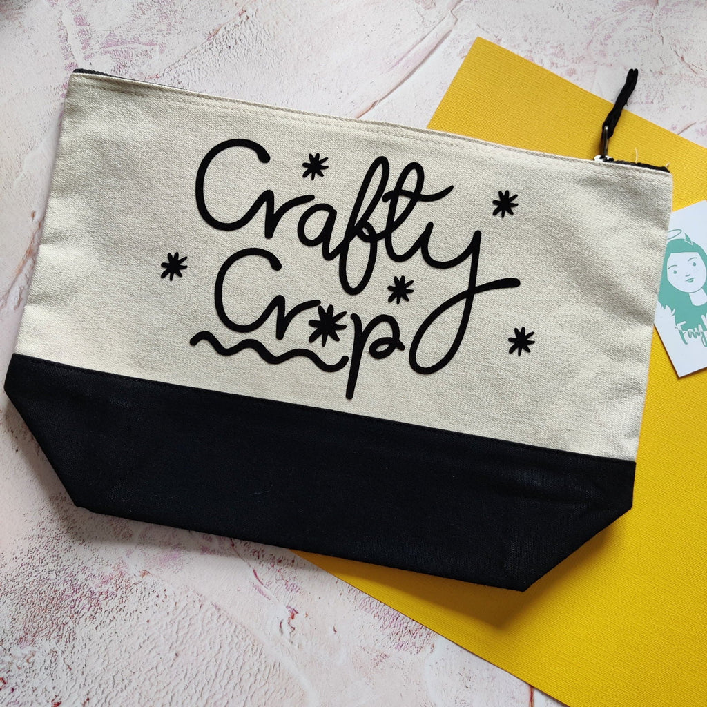 Flocked Craft Storage Bag in Navy, Pink and Black