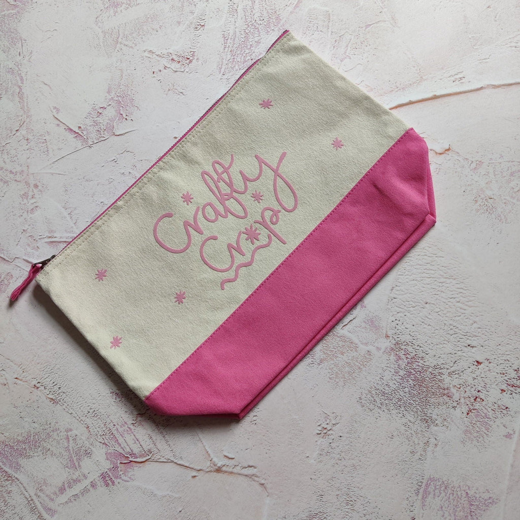 Flocked Craft Storage Bag in Navy, Pink and Black