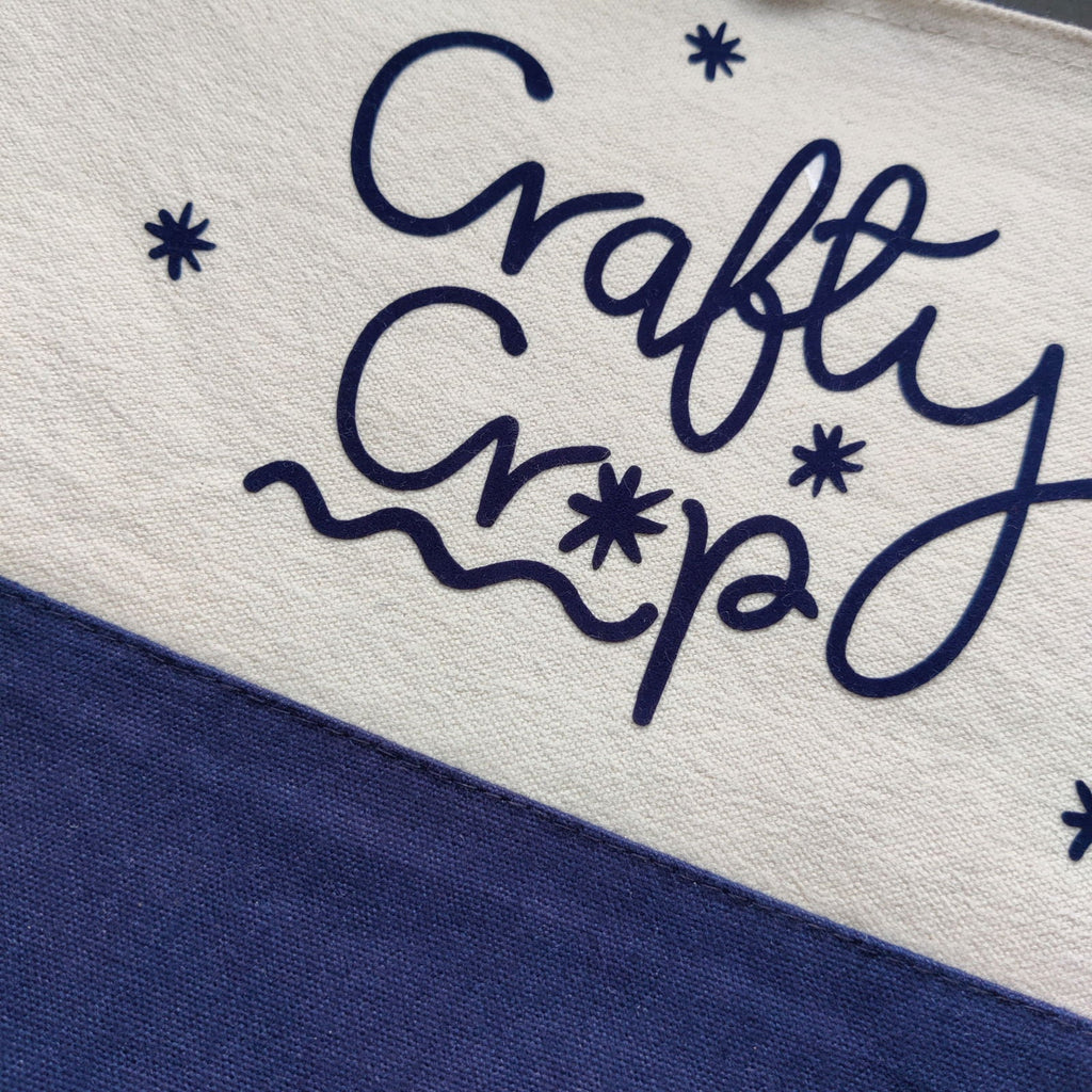 Flocked Craft Storage Bag in Navy, Pink and Black