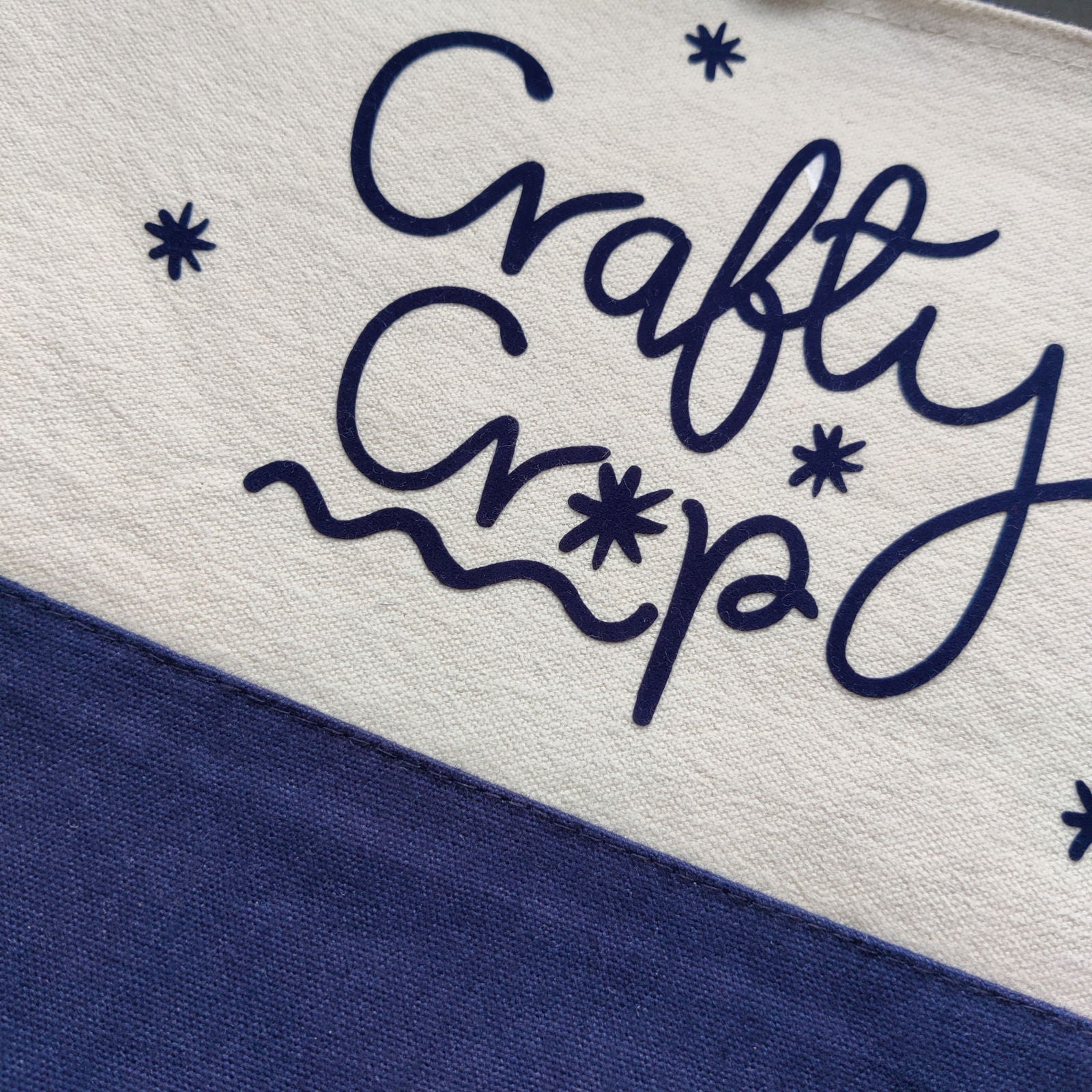 Flocked Craft Storage Bag in Navy, Pink and Black