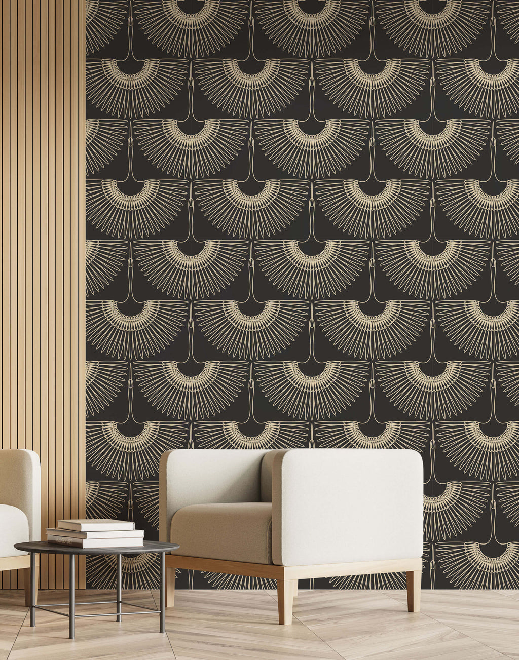 Art Deco Crane Wallpaper