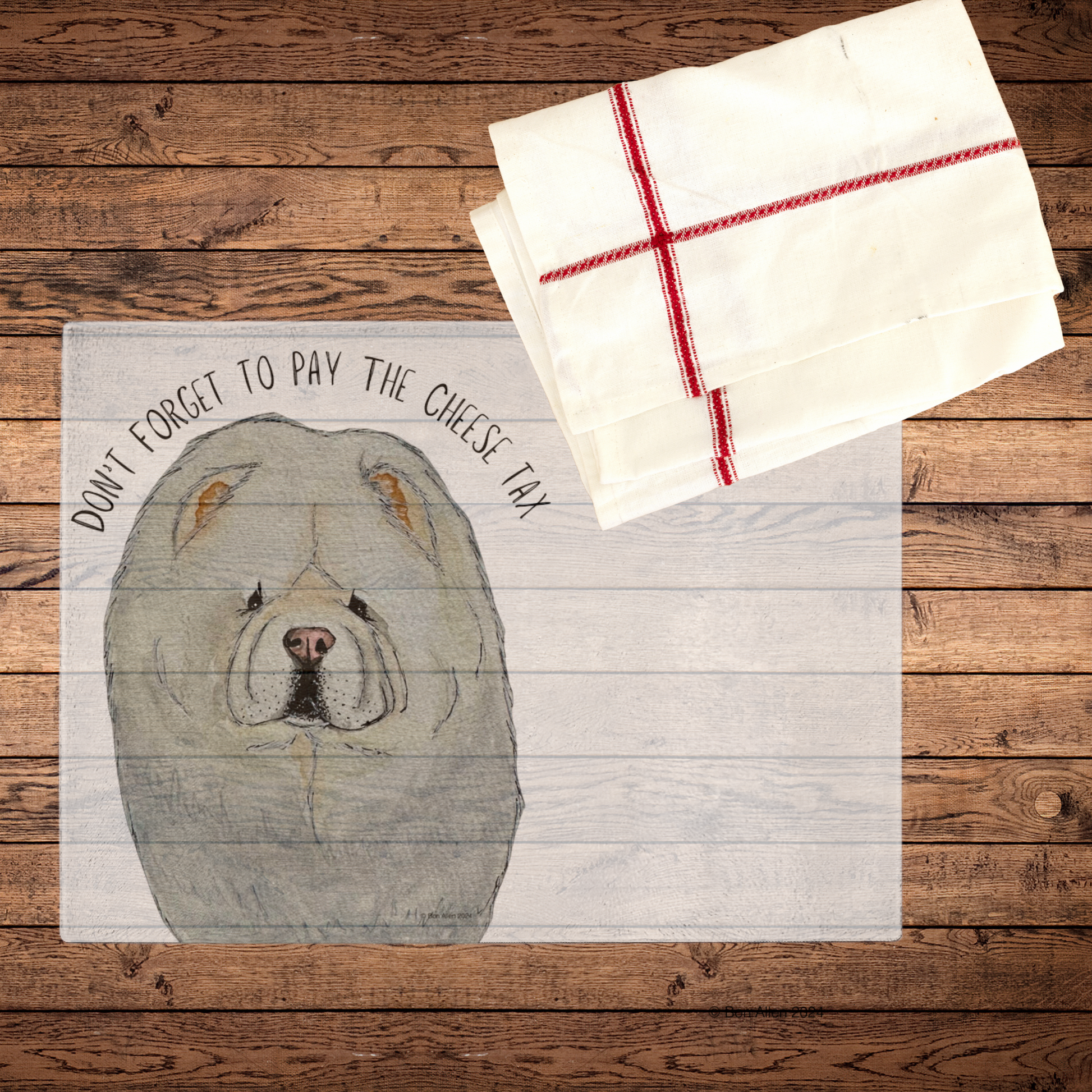 Cream Chow Chow Cheese Tax Glass Chopping Board