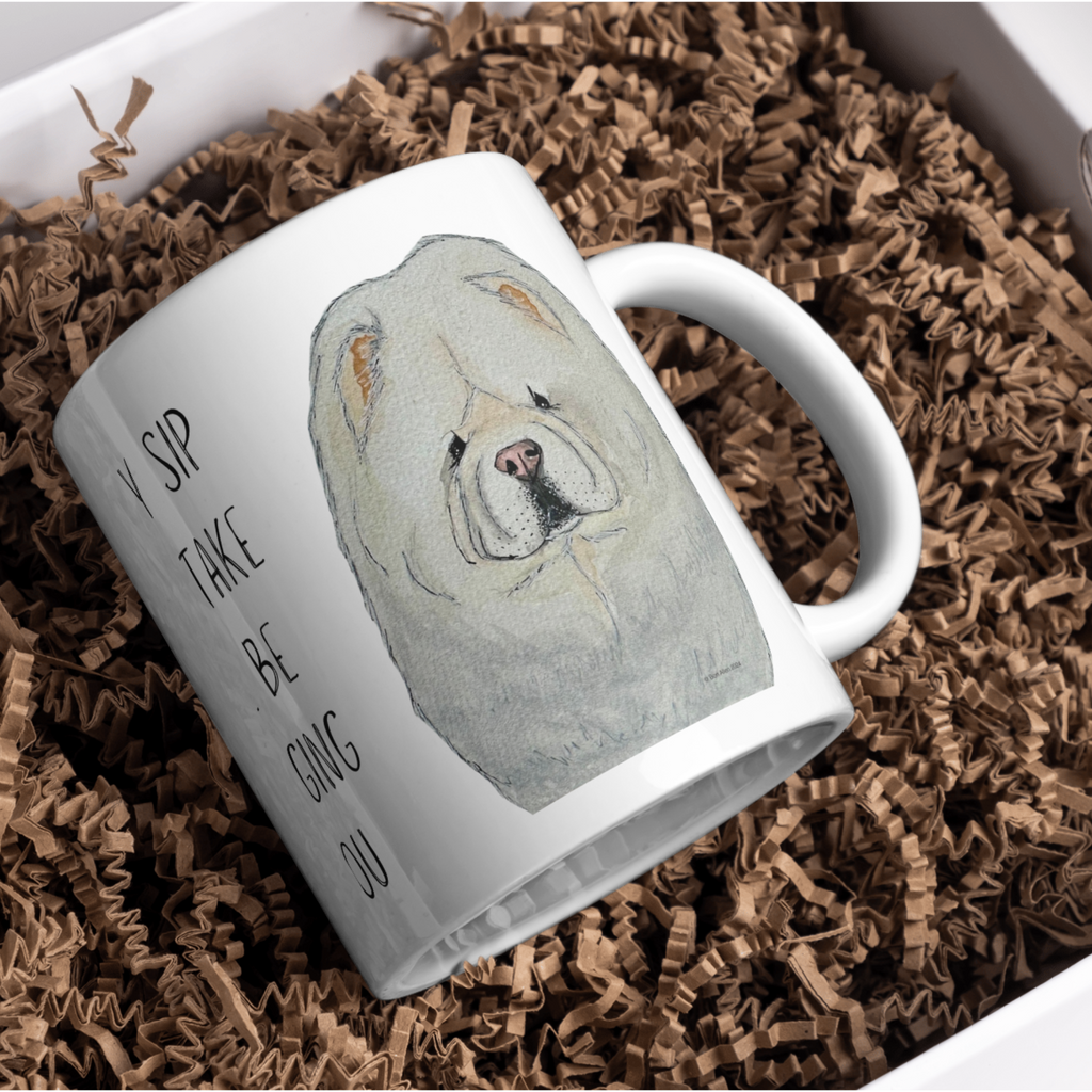 Cream Chow Chow Mug with Judgemental Dog Design