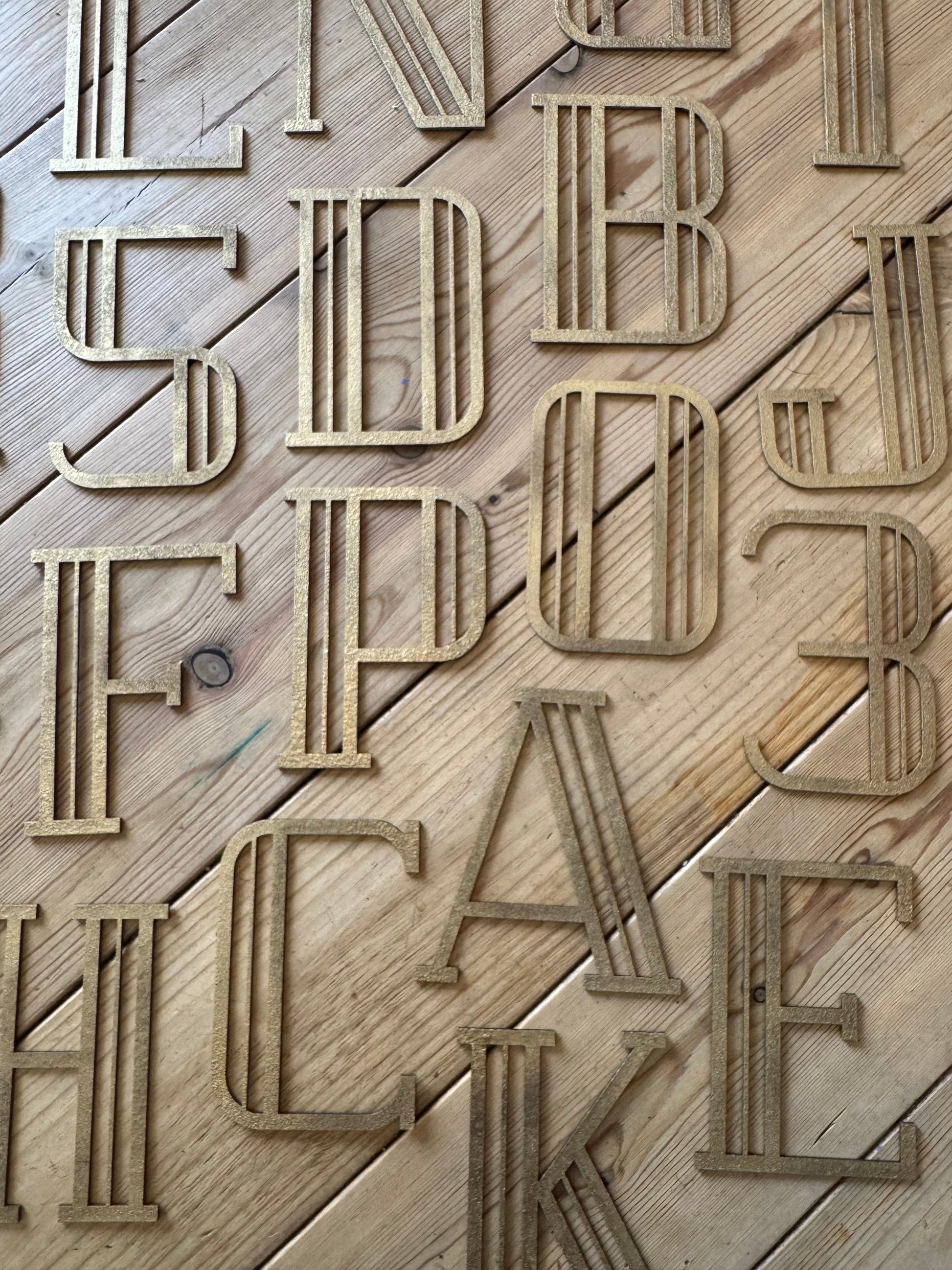 Gold Distressed Art Deco Metal Letters and Numbers 5 inch or 12 inch