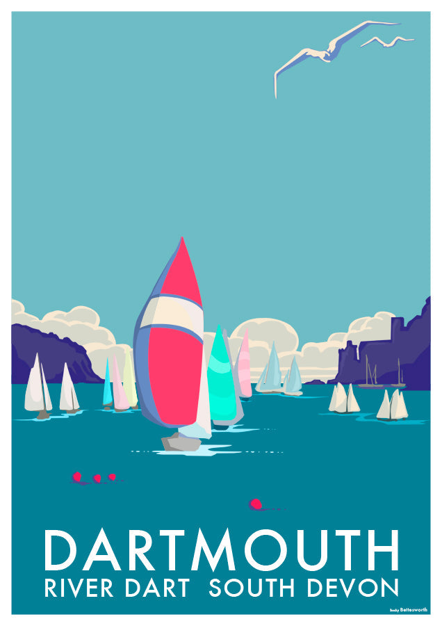 Dartmouth Vintage Seaside Travel Poster Print
