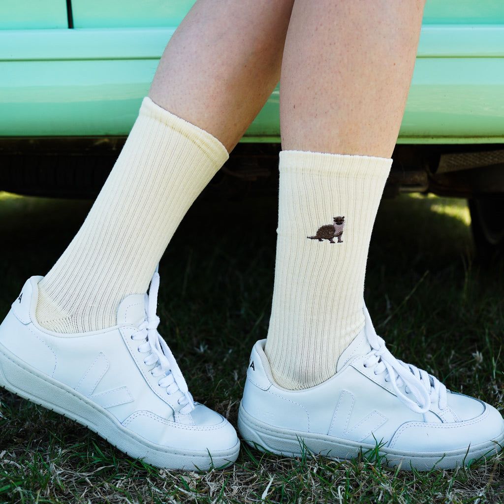 Save the Otter Ribbed Bamboo Socks in Yellow