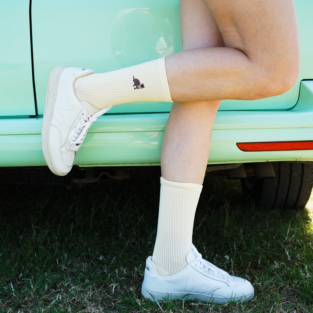 Save the Otter Ribbed Bamboo Socks in Yellow