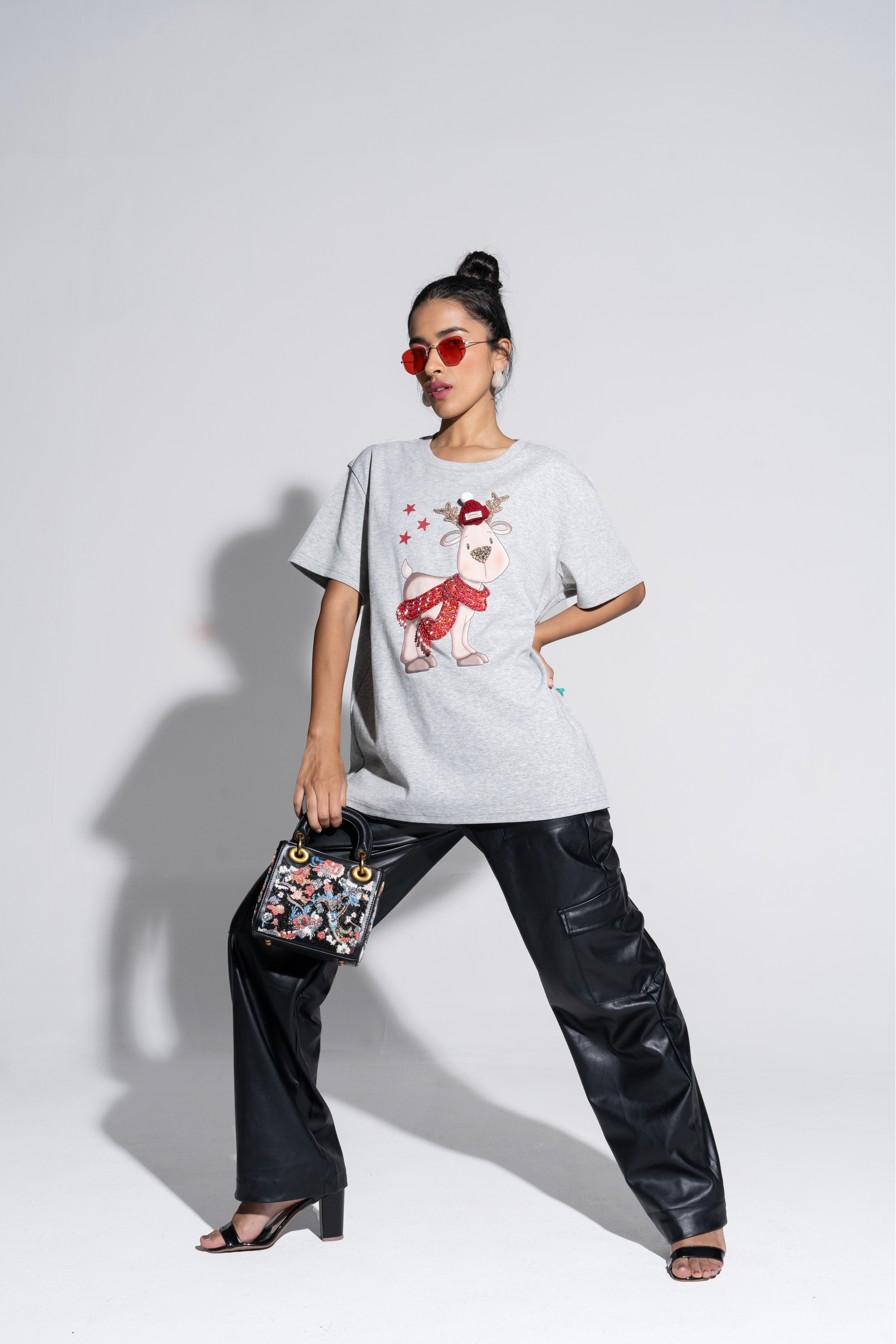 The Deer Graphic Embroidered Cotton T-Shirt