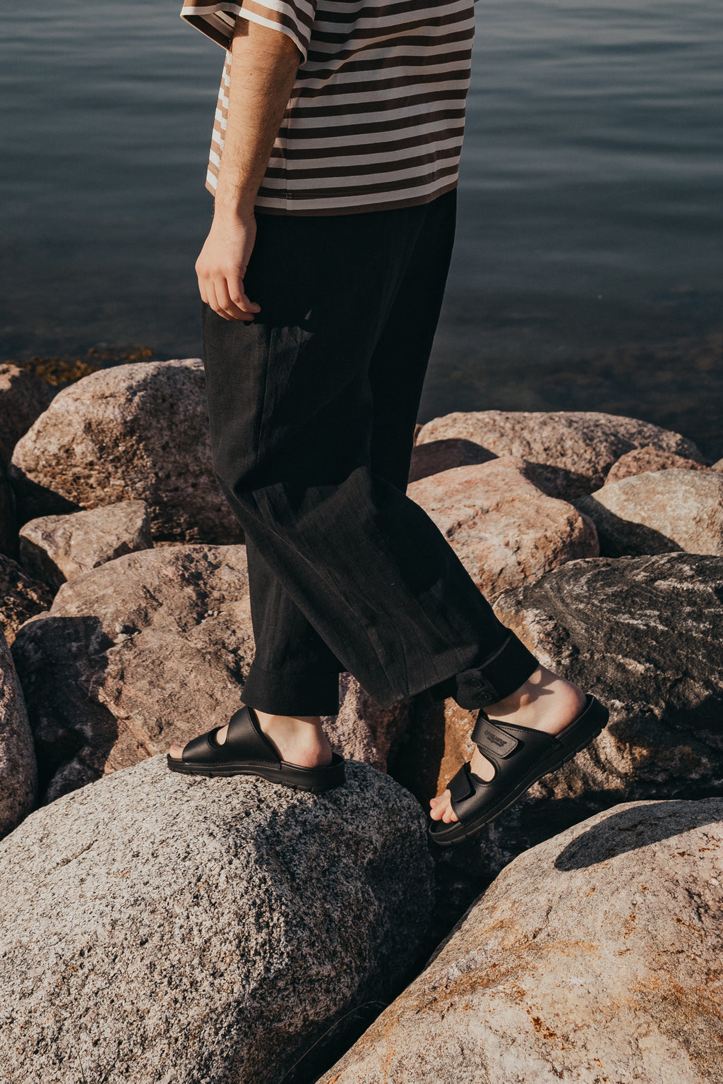 Lightweight Slip-On Leather Sandals with Velcro Straps - Comfort for All Occasions by Omaking at www.brixbailey.com