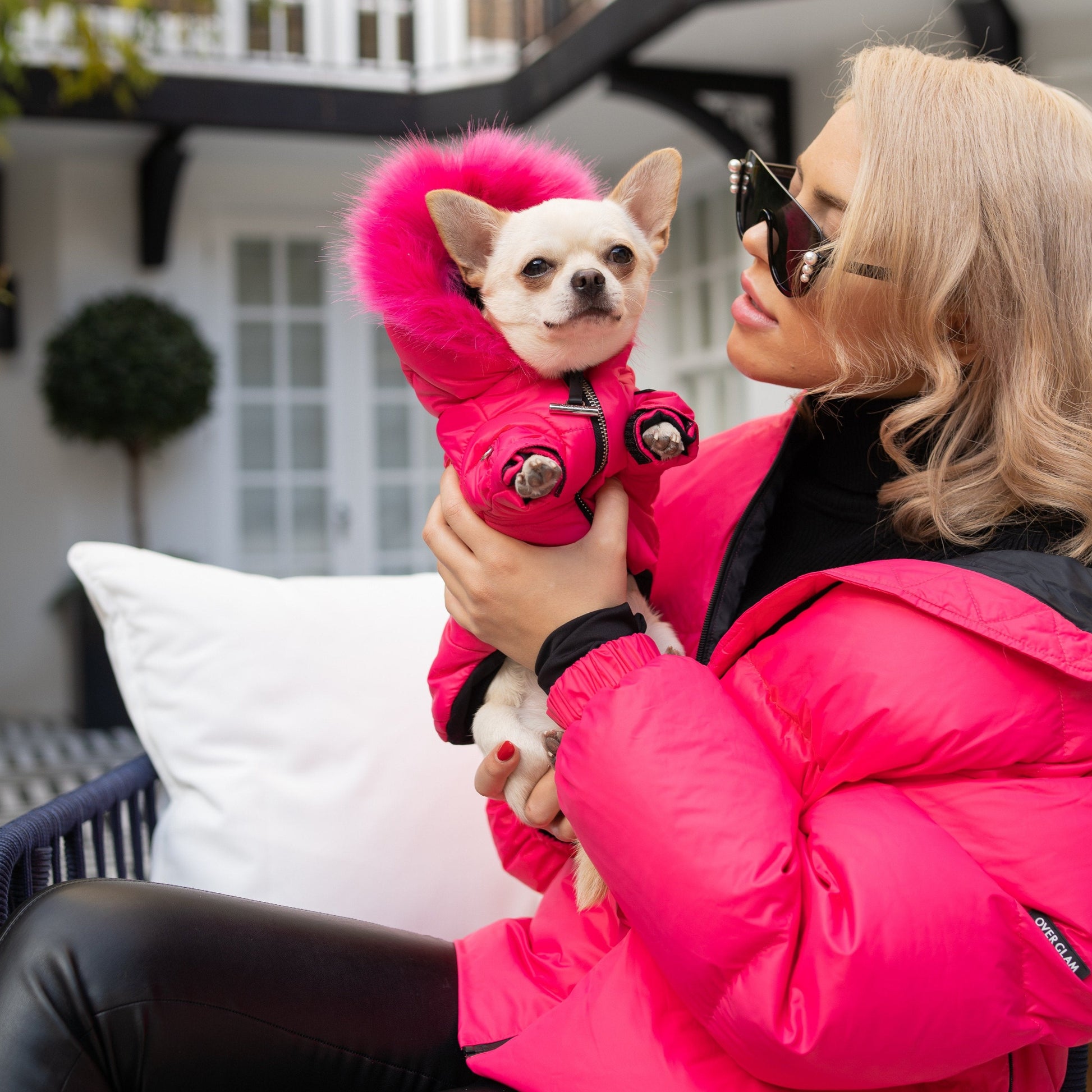 Faux Fur Zip Up Puffer Ski Jacket with Hood