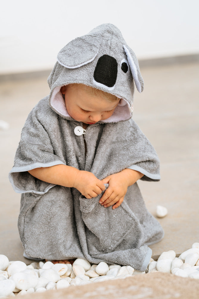 KOALA Short-Sleeve Toddler Poncho – Bamboo Terry, OEKO-TEX Certified by RÄTT at brixbailey.com