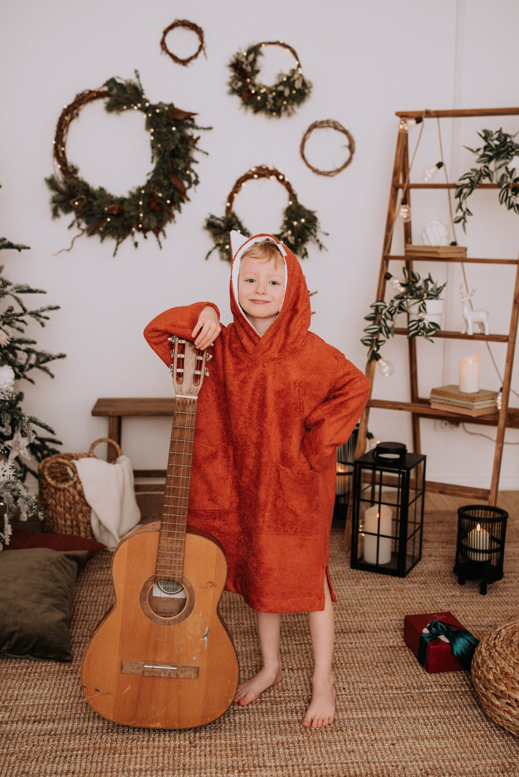 Kids' Long-Sleeve Bamboo Poncho FOX – Comfort & Protection by RÄTT at brixbailey.com