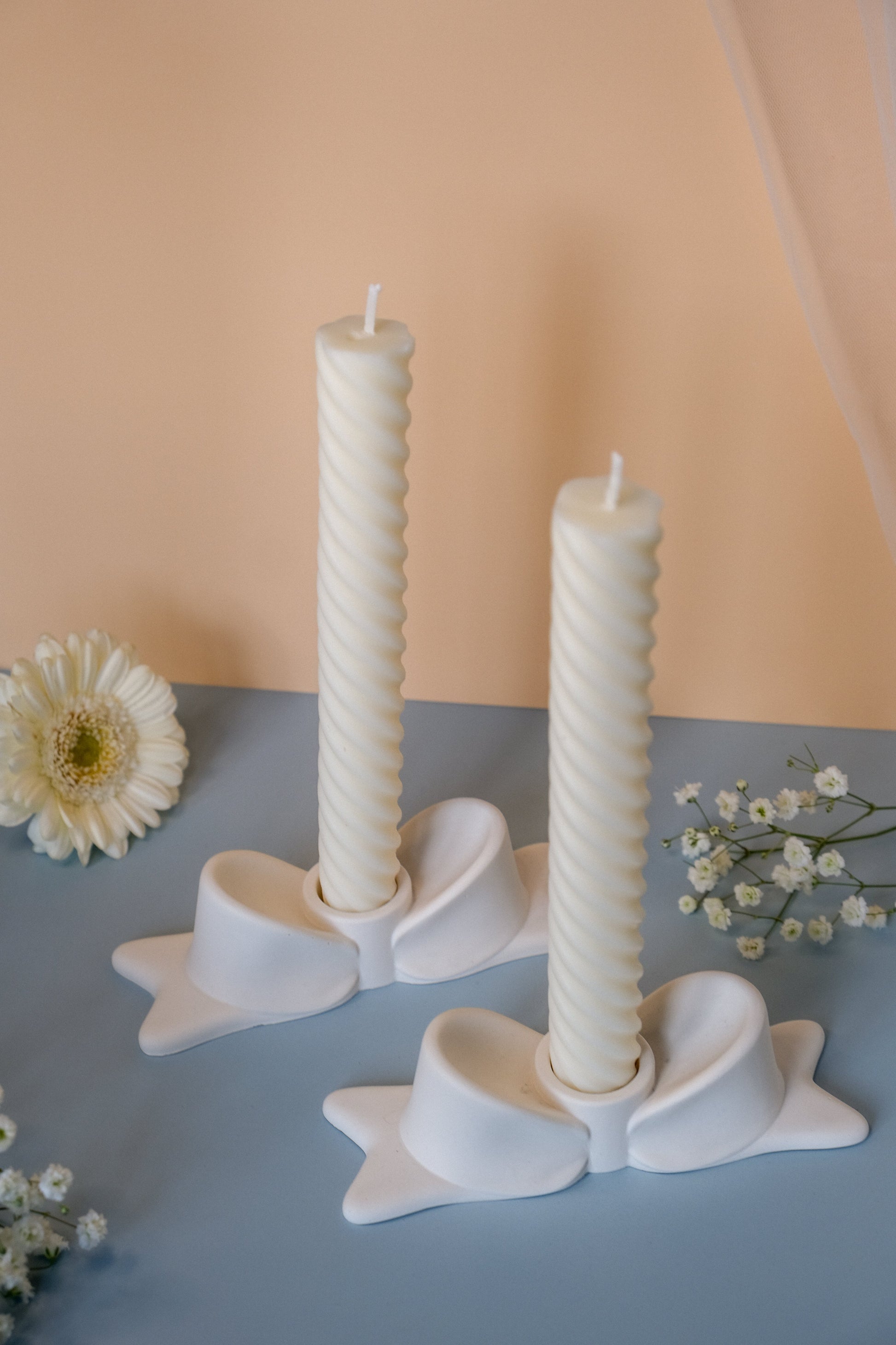 Handcrafted Bow Candle Holder in Eco Jesmonite