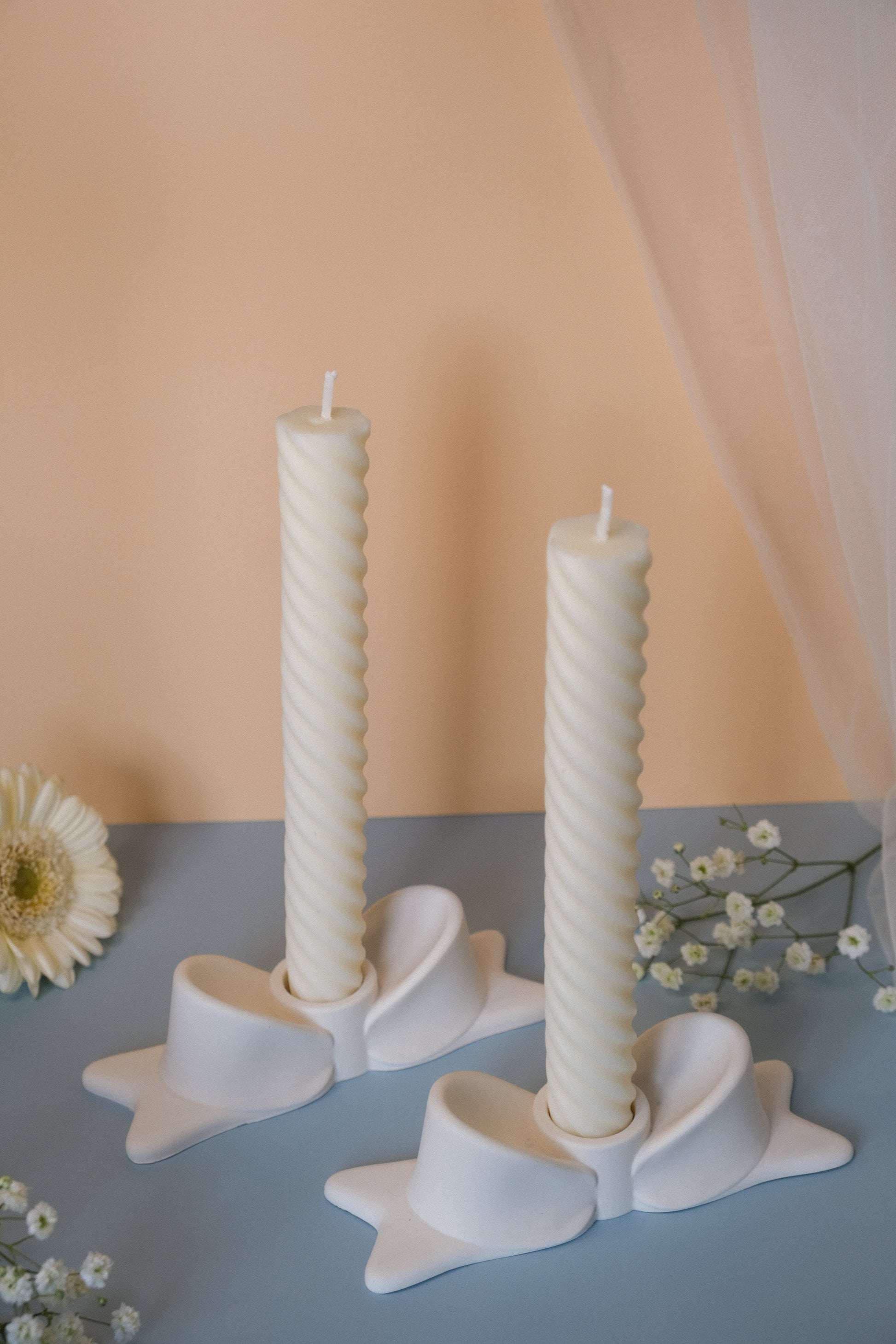 Handcrafted Bow Candle Holder in Eco Jesmonite