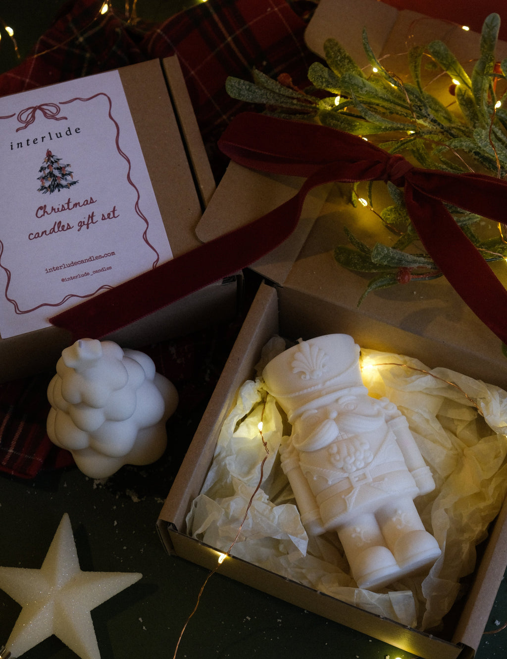 Festive Nutcracker and Christmas Tree Candle Gift Set