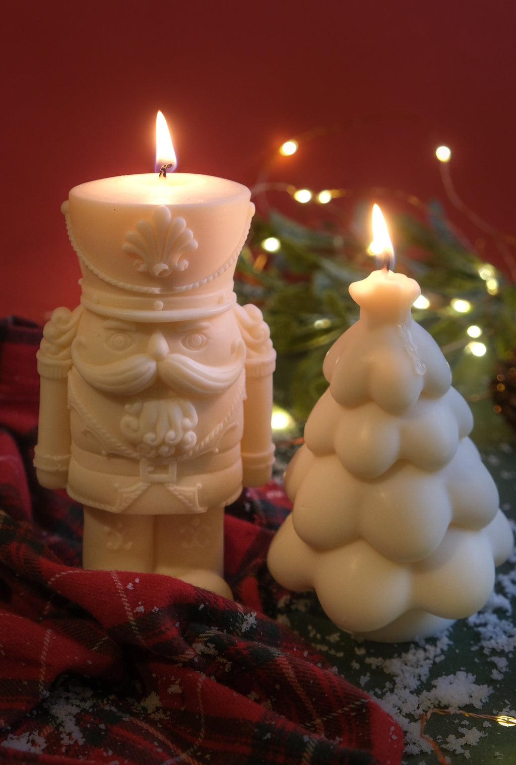 Festive Nutcracker and Christmas Tree Candle Gift Set