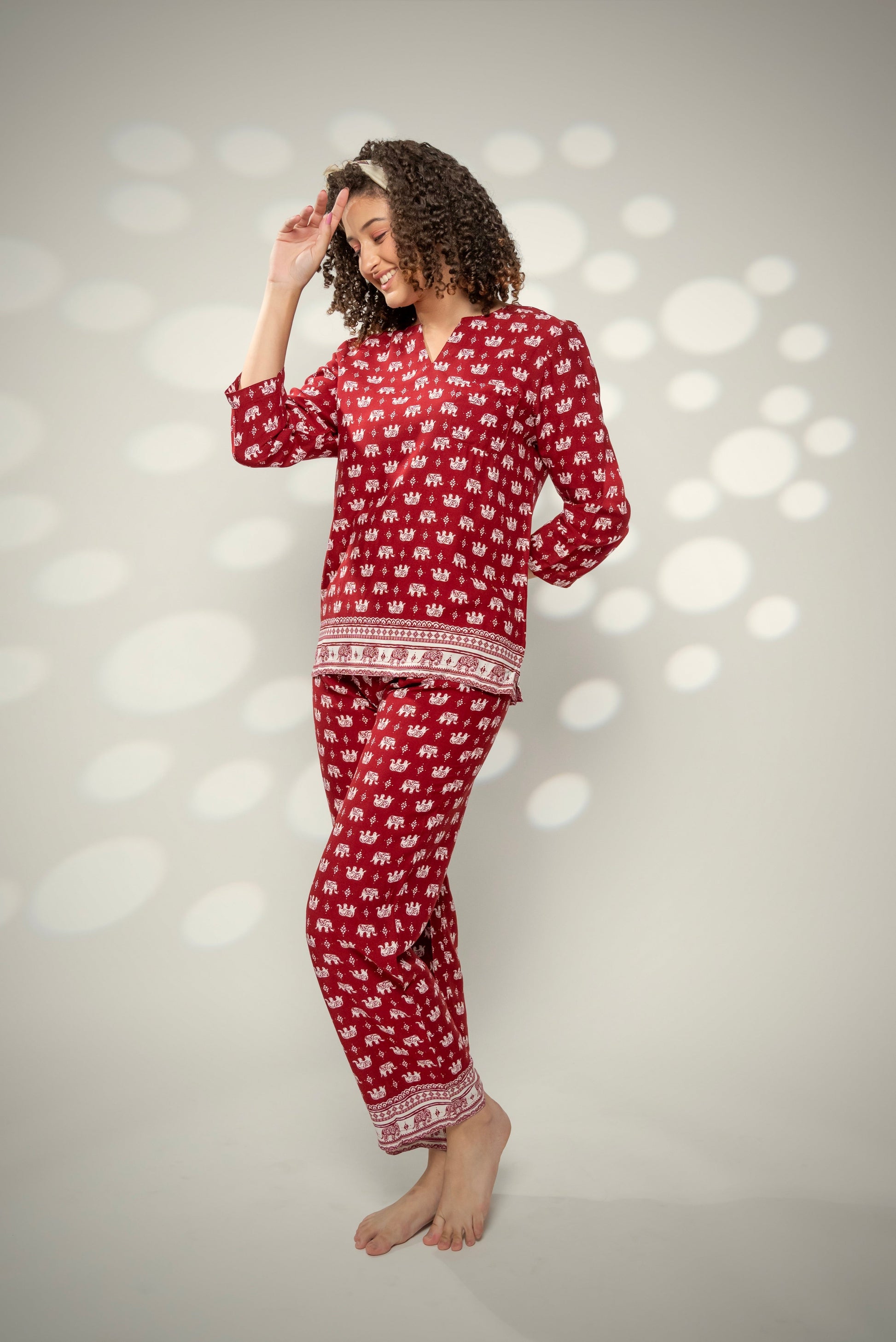 Elephant Print Pyjamas Indo Western Set