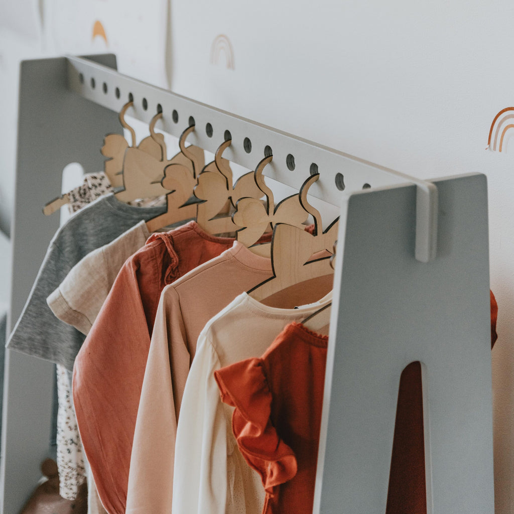 Stylish Toddler Dress Up Rack – Montessori Inspired Organizer by Montessori House Bed at www.brixbailey.com