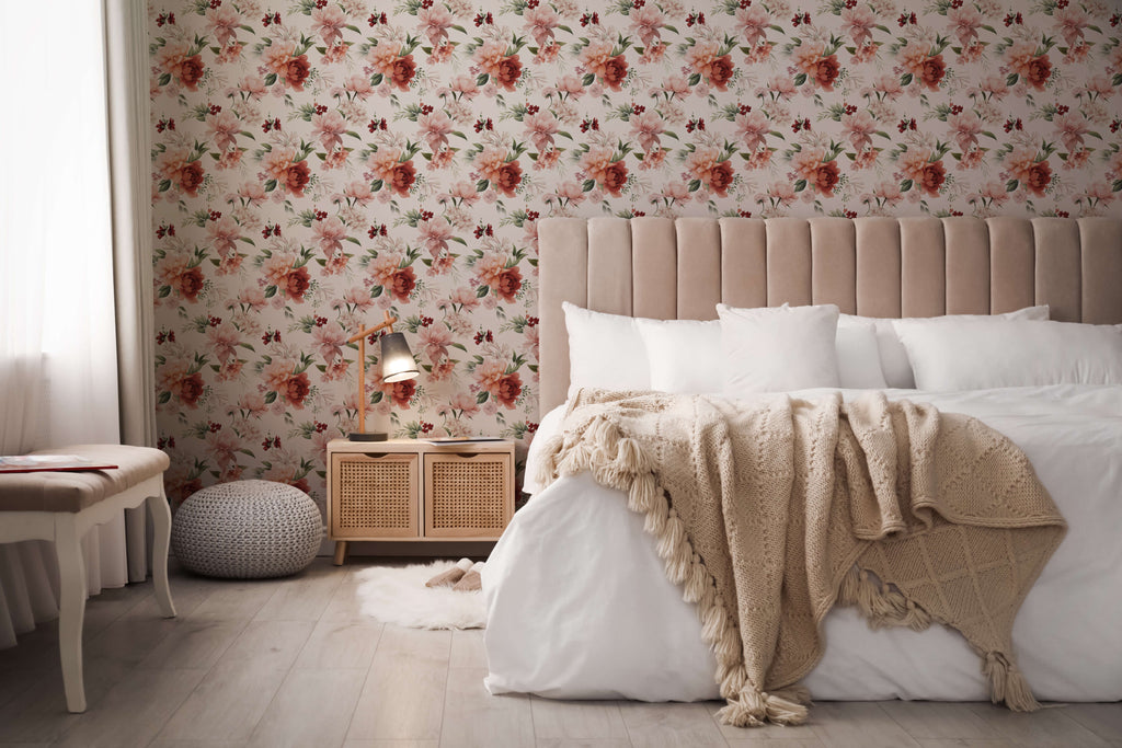 Large Pink Peony Floral Wallpaper