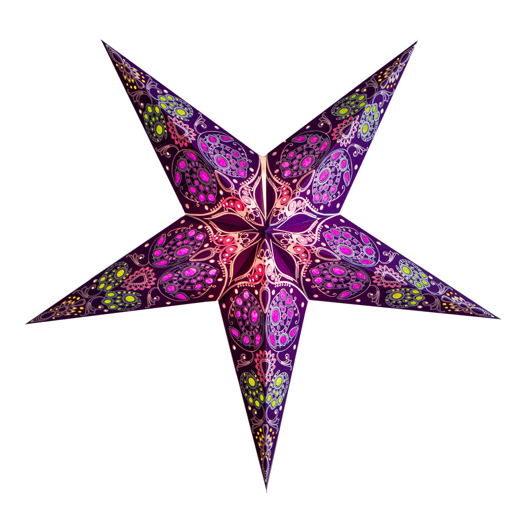 Deep Purple Damask Star Lantern 60cm