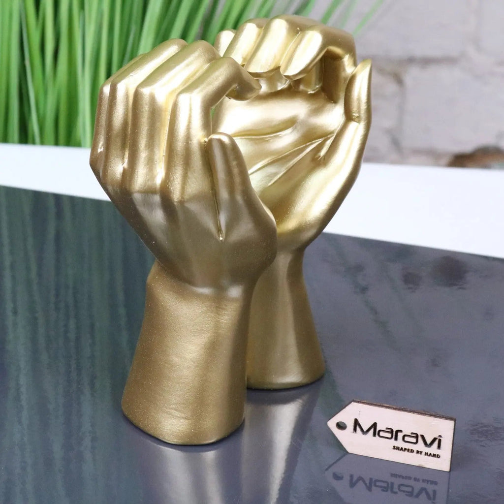 Love Heart Hands Ornament Gold