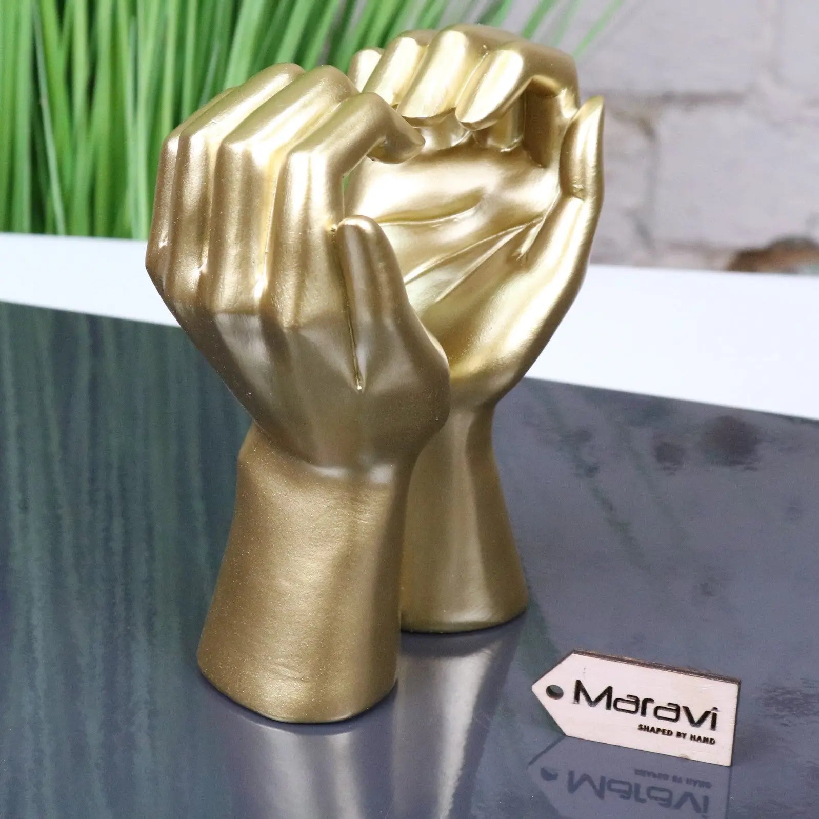 Love Heart Hands Ornament Gold
