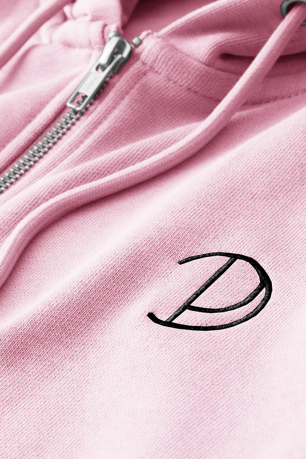 Embroidered P Zip Up Hoodie in Pink