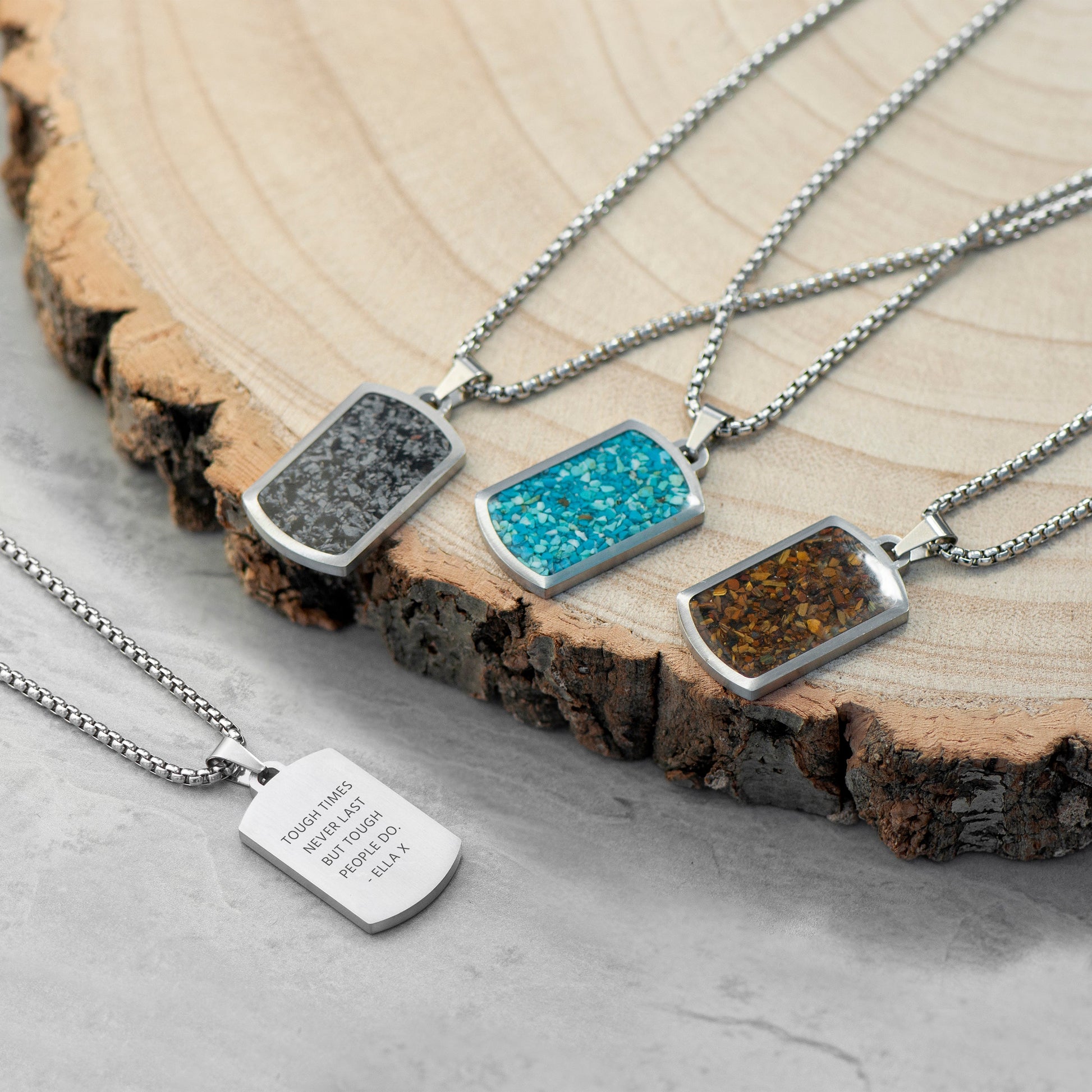 Personalised Men's Tiger's Eye Dog Tag Necklace