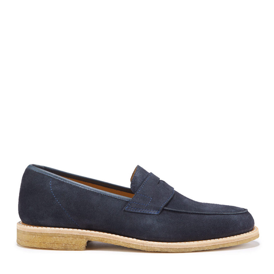 Blue Suede Loafers with Crepe Rubber Sole
