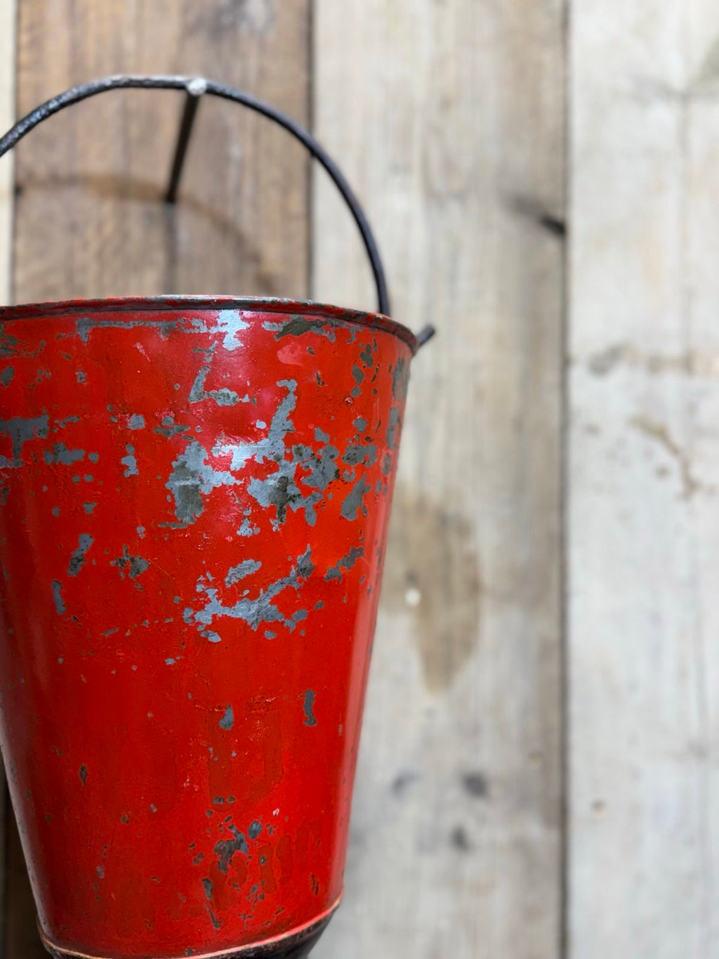 Vintage Galvanised Hanging Fire Bucket Plant Pot