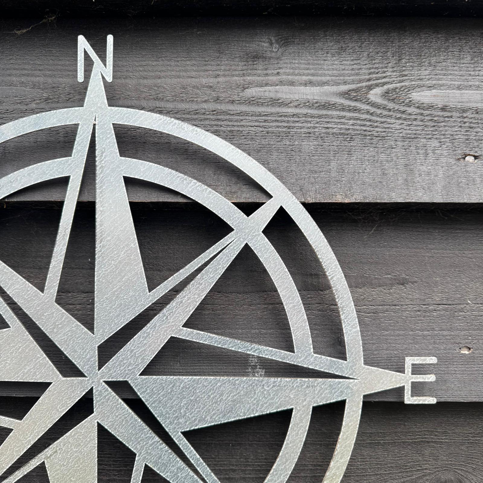 Galvanized Steel Compass Wall Decoration 50cm