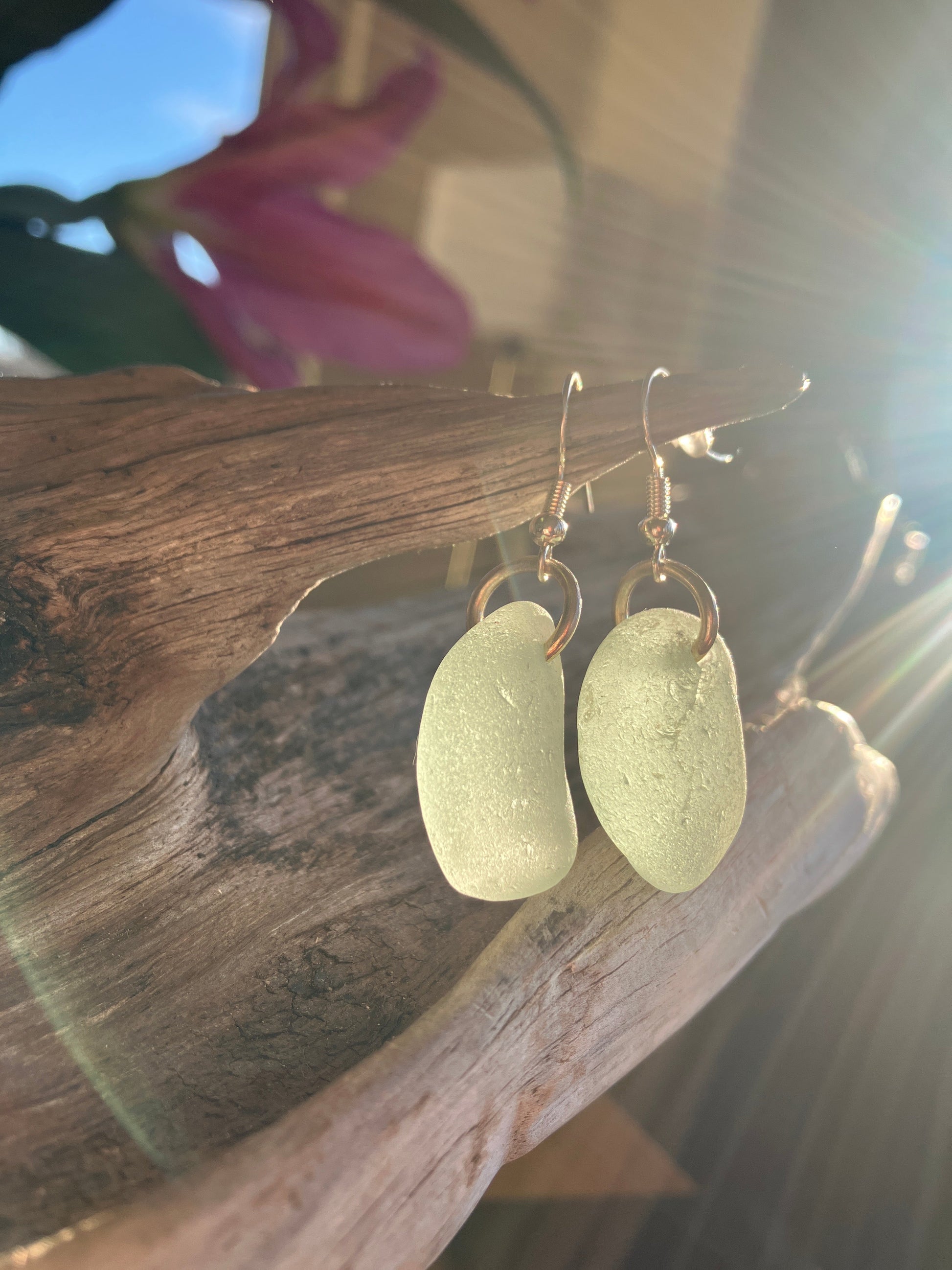 Aqua Scottish Sea Glass Earrings in Sterling Silver